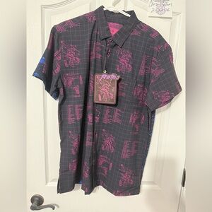 Retro Rifle Schematics Large Party Shirt short Sleeve Button Down